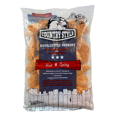 Aiguillette de poulet crunchy épicé halal lot de 3 sachets de 1 kg Country Style