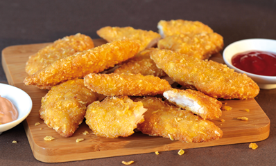 Aiguillettes de poulet panées Halal cornflakes lot de 3 sachets de 1 kg Délices & Snacks
