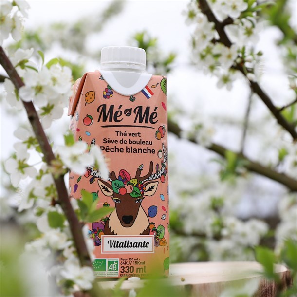 Boisson vitalisante BIO thé vert, sève de bouleau et pêche blanche lot de 12x33cl Me-Me