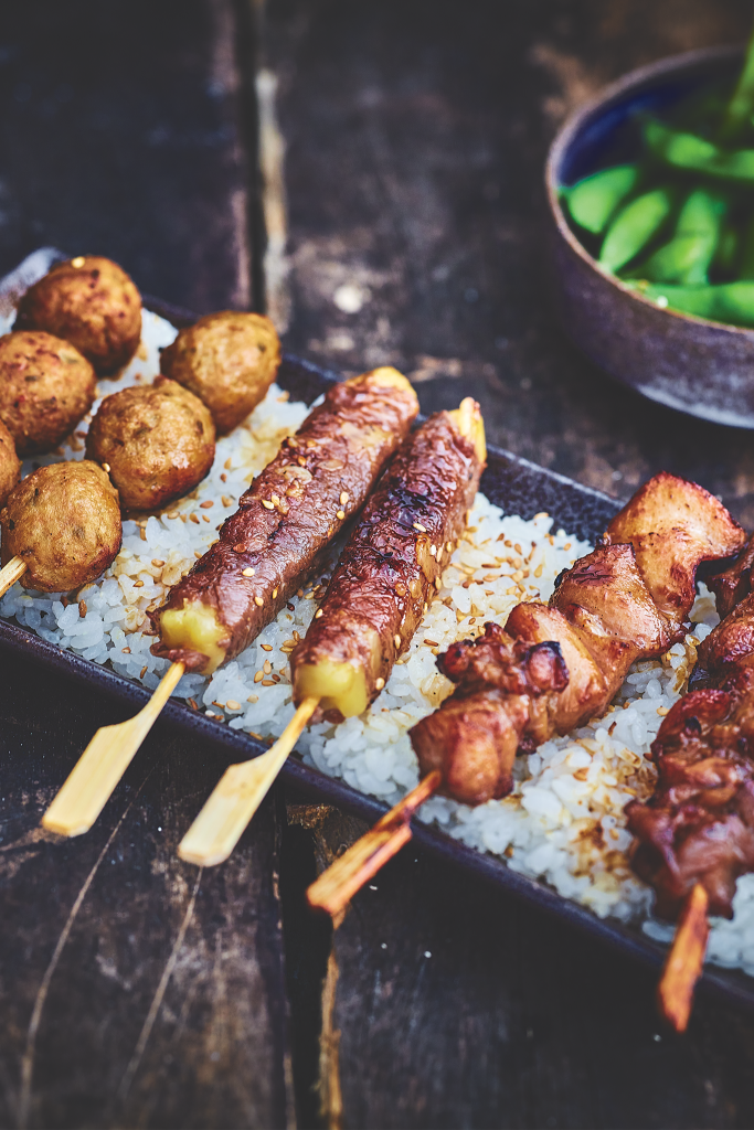 Brochette de poulet mariné Yakitori Halal 40g (vendu par 40) Japcook