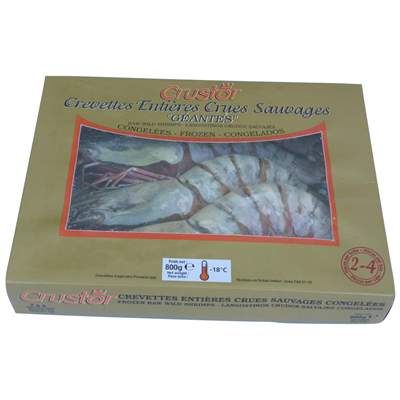 Crevettes entières crues 2/4 lot de 2 boîtes de 800g Crustor