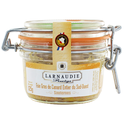 Foie gras de canard entier sauternes lot de 2 bocaux de 125g LARNAUDIE Prestige