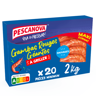 Gambas rouges géantes à griller lot de 2 boîtes 2 kg Pescanova