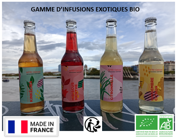 Gamme de 4 infusions exotiques BIO 33cl AFRI-Délices
