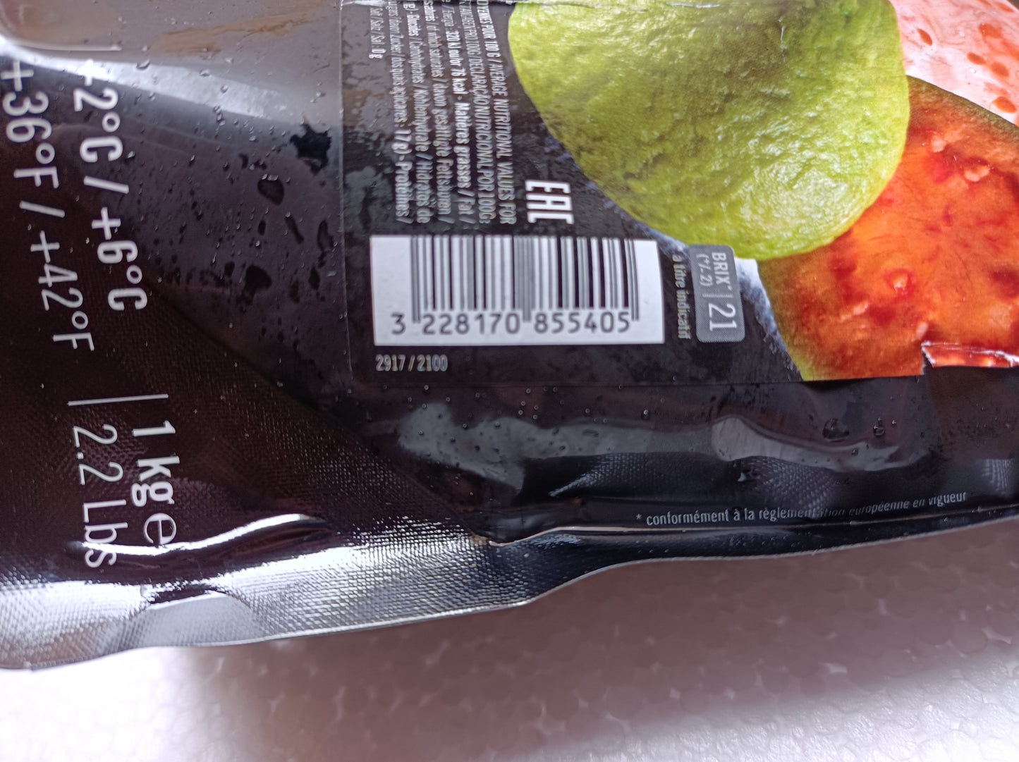 Purée de goyave lot de 3 sachets souples de 1kg Ponthier