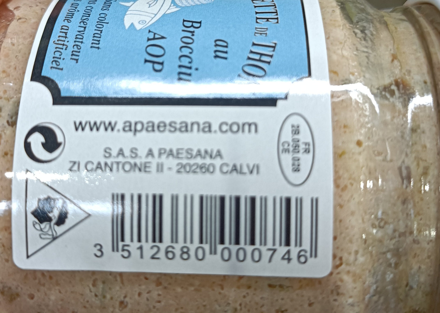 Rillettes de Thon au Brocciu AOP lot de 12 pots de 180g A. Paesana