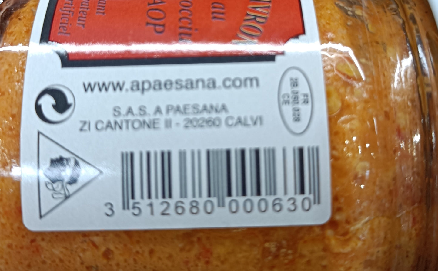 Crème de poivron au Brocciu AOP lot de 12 pots de 180g A. Paesana