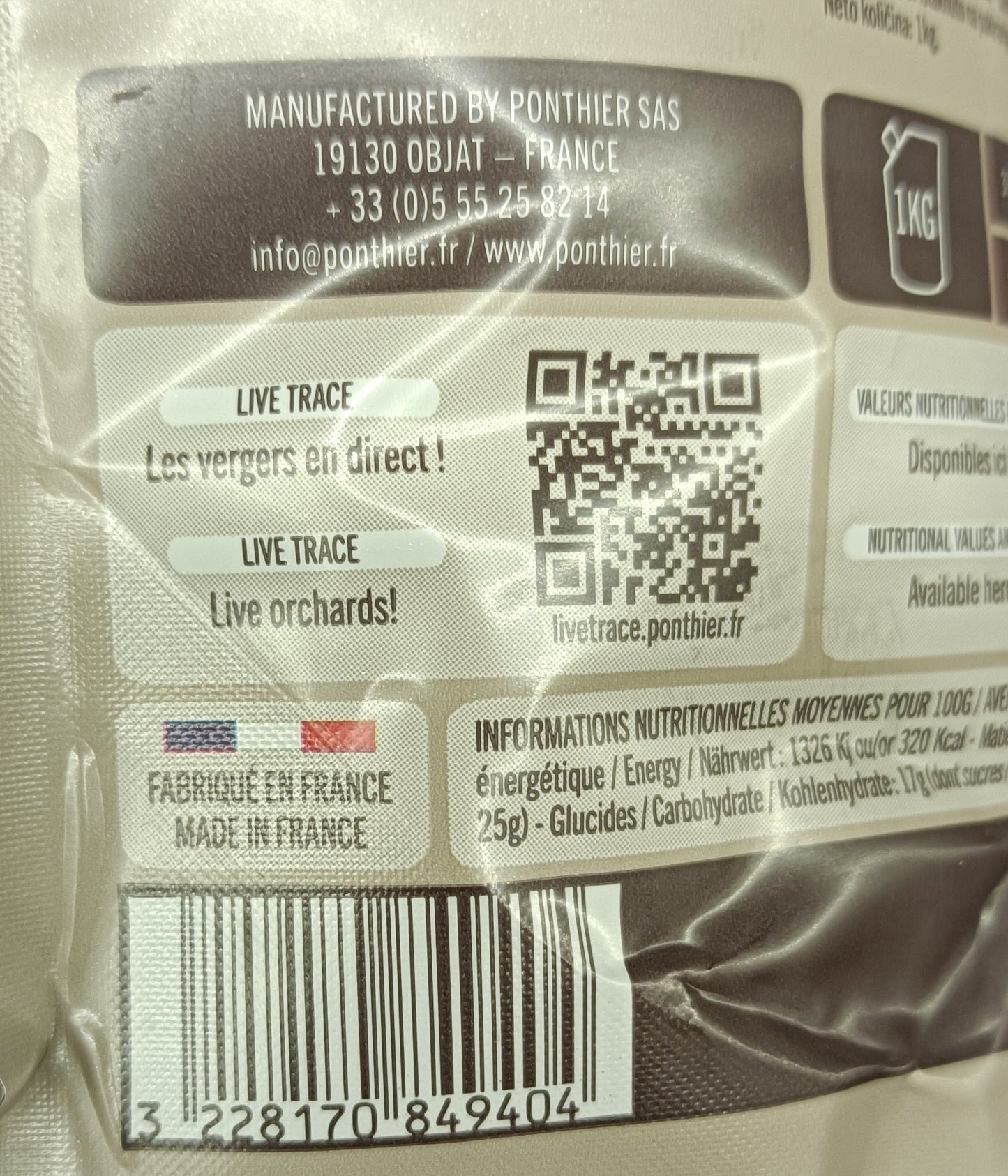 Purée de noix de coco lot de 3 sachets souples de 1 kg Ponthier