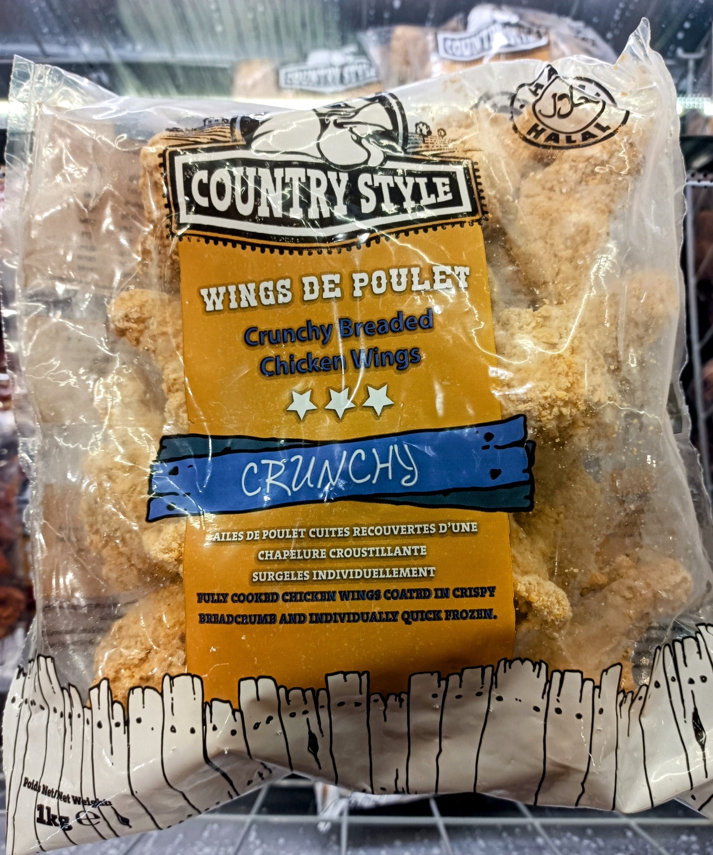 Wings de poulet crunchy Halal lot de 3 sachets de 1 kg Country Style