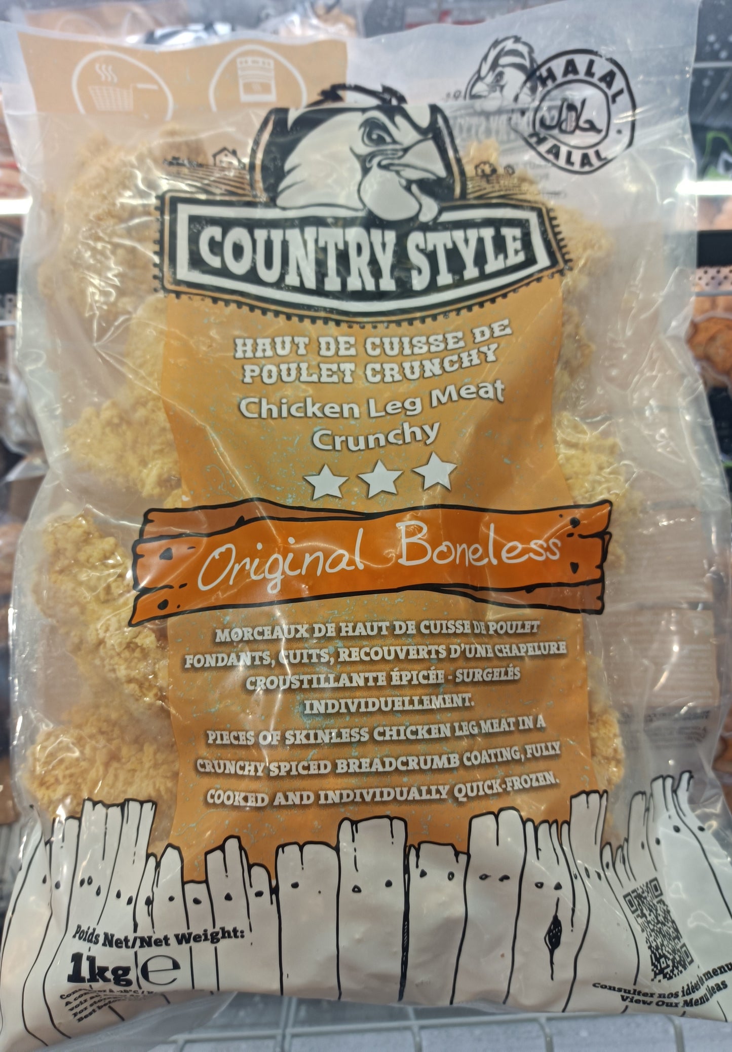Boneless Wings de poulet sans os halal Lot de 3 sachets 1 kg Country Style