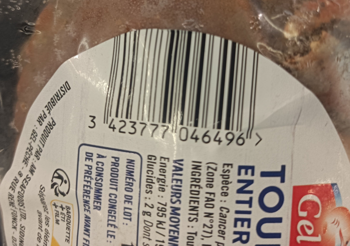 Tourteau entier cuit congelé lot de 5 pièces de 400g Gel-Pêche