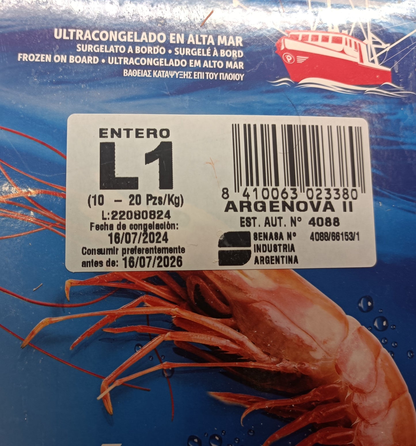 Gambas rouges géantes à griller lot de 2 boîtes 2 kg Pescanova