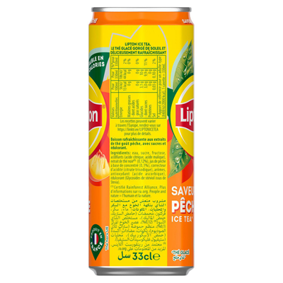 Ice Tea saveur Pêche lot de 24 boites slim 33cl Lipton