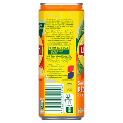 Ice Tea saveur Pêche lot de 24 boites slim 33cl Lipton
