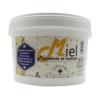 Miel de fleurs pâtissier seau 3 kg Famille Vacher