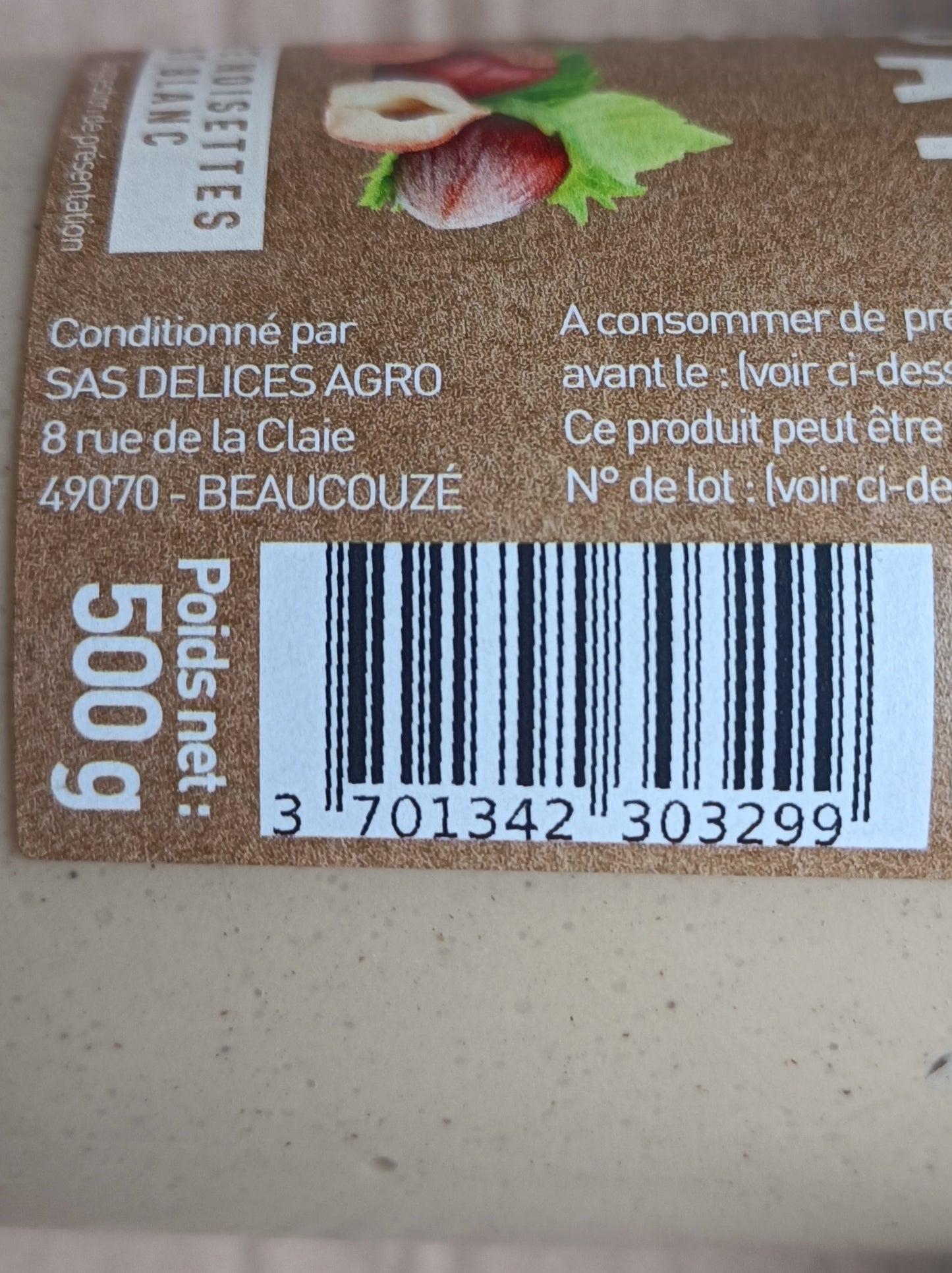 Chocolat blanc aux noisettes lot de 2 x 500g Tartipât'