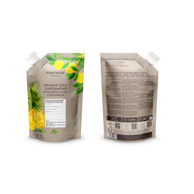 Purée de fruit Ananas Yuzu Cardamome lot de 3 sachets souples de 1 kg Ponthier