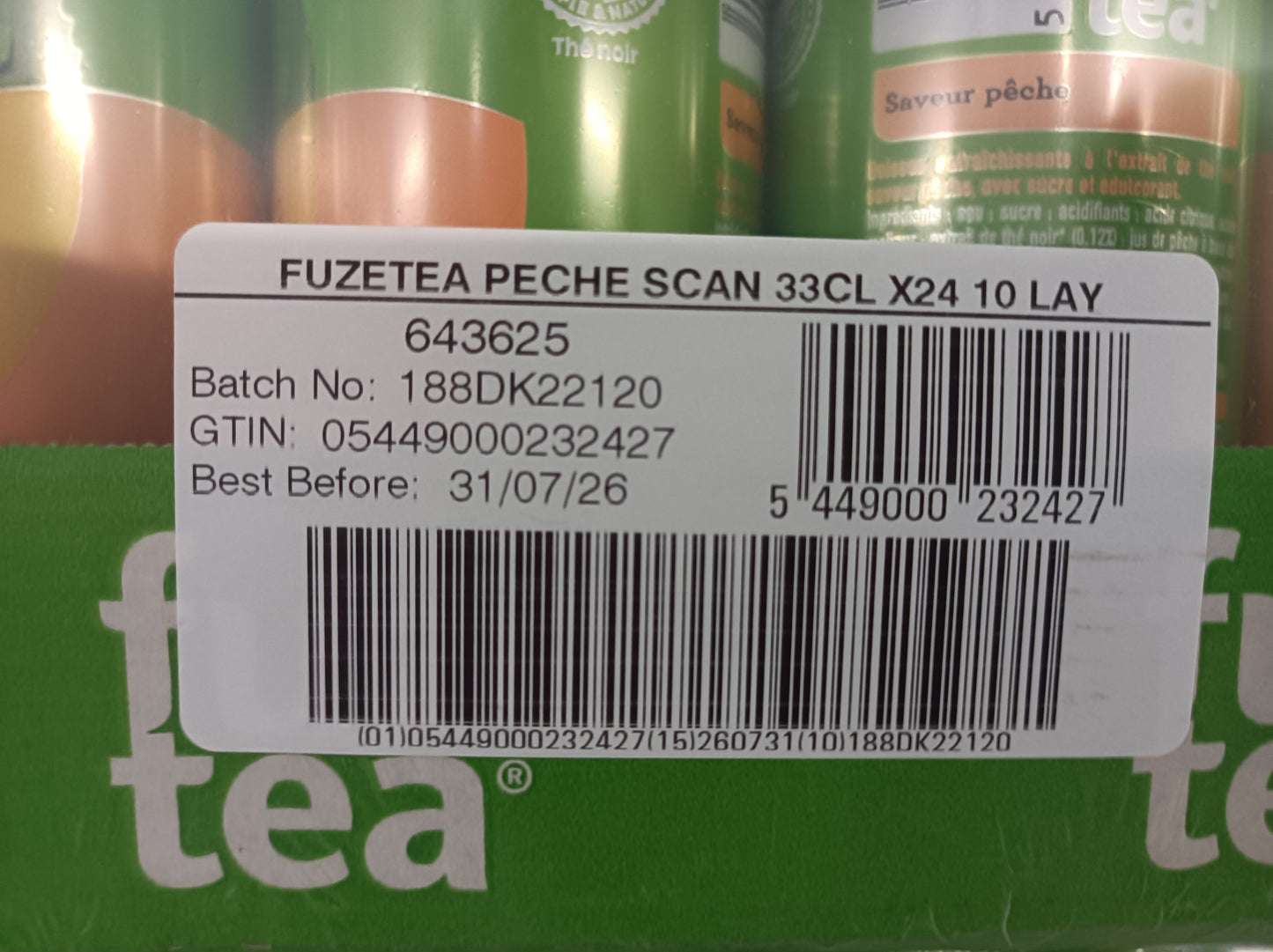 Thé Noir Pêche Intense lot de 24 boîtes de 33cl Fuzetea
