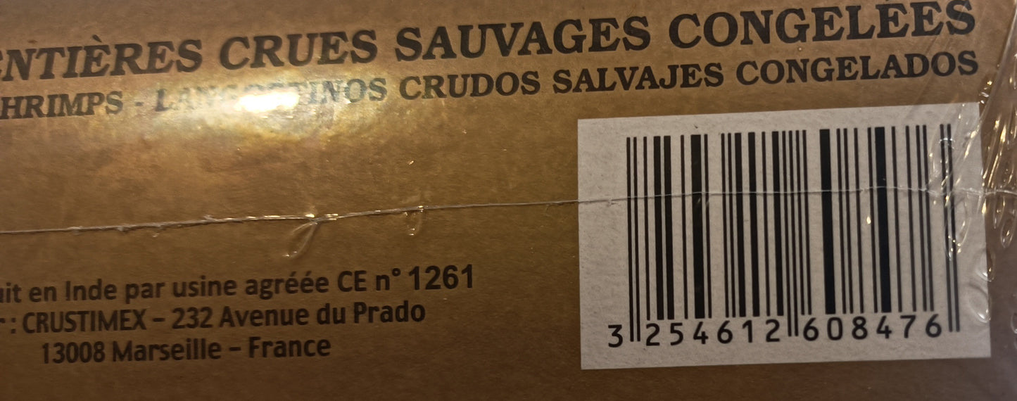 Crevettes entières crues 2/4 lot de 2 boîtes de 800g Crustor