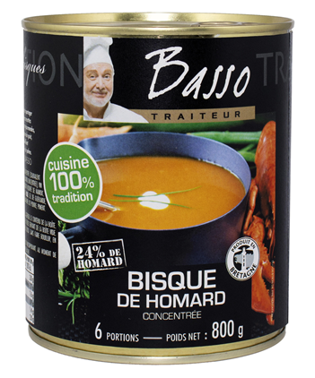 Bisque de homard concentrée lot de 2 boîtes 4/4 de 800g Basso