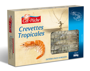 Gambas entières crues 16/20 lot de 2 sachets de 800 g