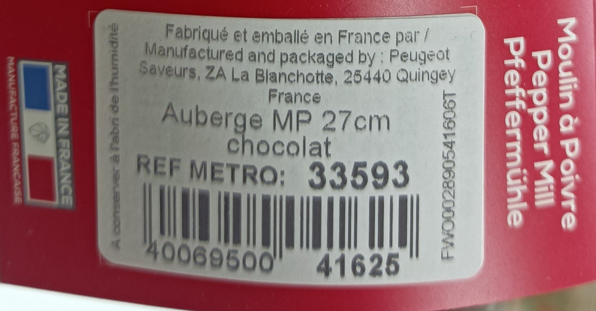 Moulin à poivre Auberge chocolat 27 cm Peugeot