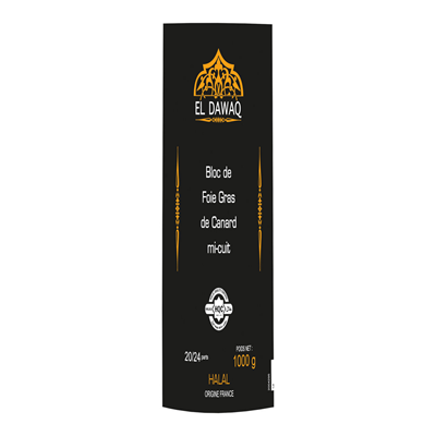 Bloc de foie gras de canard halal 1 Kg EL DAWAQ