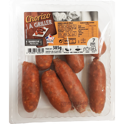 Chorizo précuit à griller lot de 3 x 385g Le Porc Français