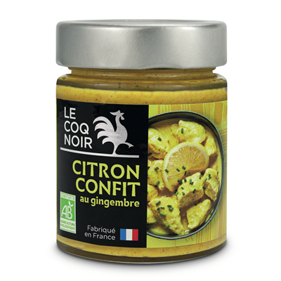 Citron confit au gingembre BIO lot de 6 bocaux de 130g Le Coq Noir