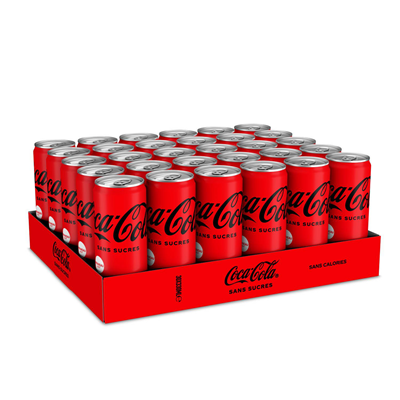 Coca-Cola sans sucres lot de 30 boîtes slim 33cl