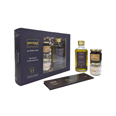Coffret huile d'olive condiments à base de truffe Montosco