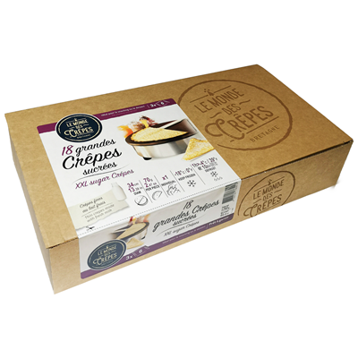Crêpes bretonnes sucrées x 18 D34 cm lot de 8 boîtes de 1.26 kg Le Monde Des Crêpes SAS
