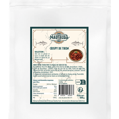Crispy de thon nature lot de 2 poches de 500g Nautilus