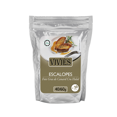 Escalope de foie gras de canard halal 40/60g lot de 5 sachets de 1 kg Vivies