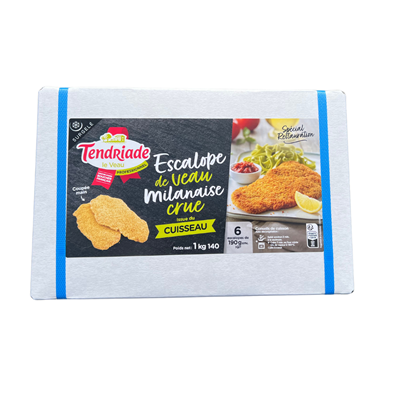 Escalope de veau milanaise IQF lot de 8 cassettes de 6 x 190g soit 9,12 kg Tendriade