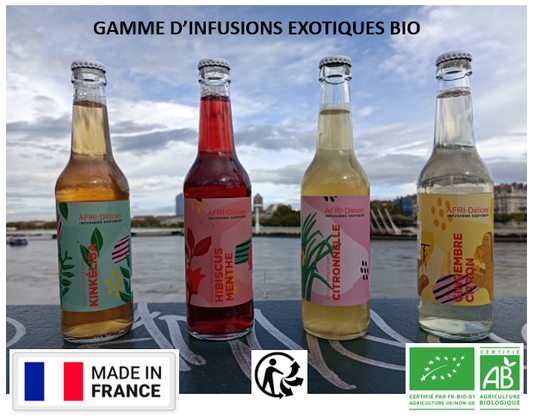 Gamme de 4 infusions exotiques BIO 33cl AFRI-Délices