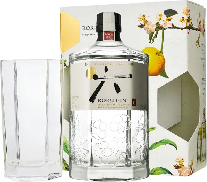 Gin artisanal japonais43° 70cl avec un verre Roku