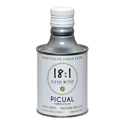 Huiles d'olive 18:1, variété Picual, fruits verts lot de 4 bidons de 250 ml Alexis Munoz