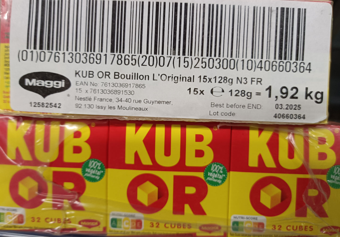 Bouillon KUB OR lot de 15 x 128g Maggi