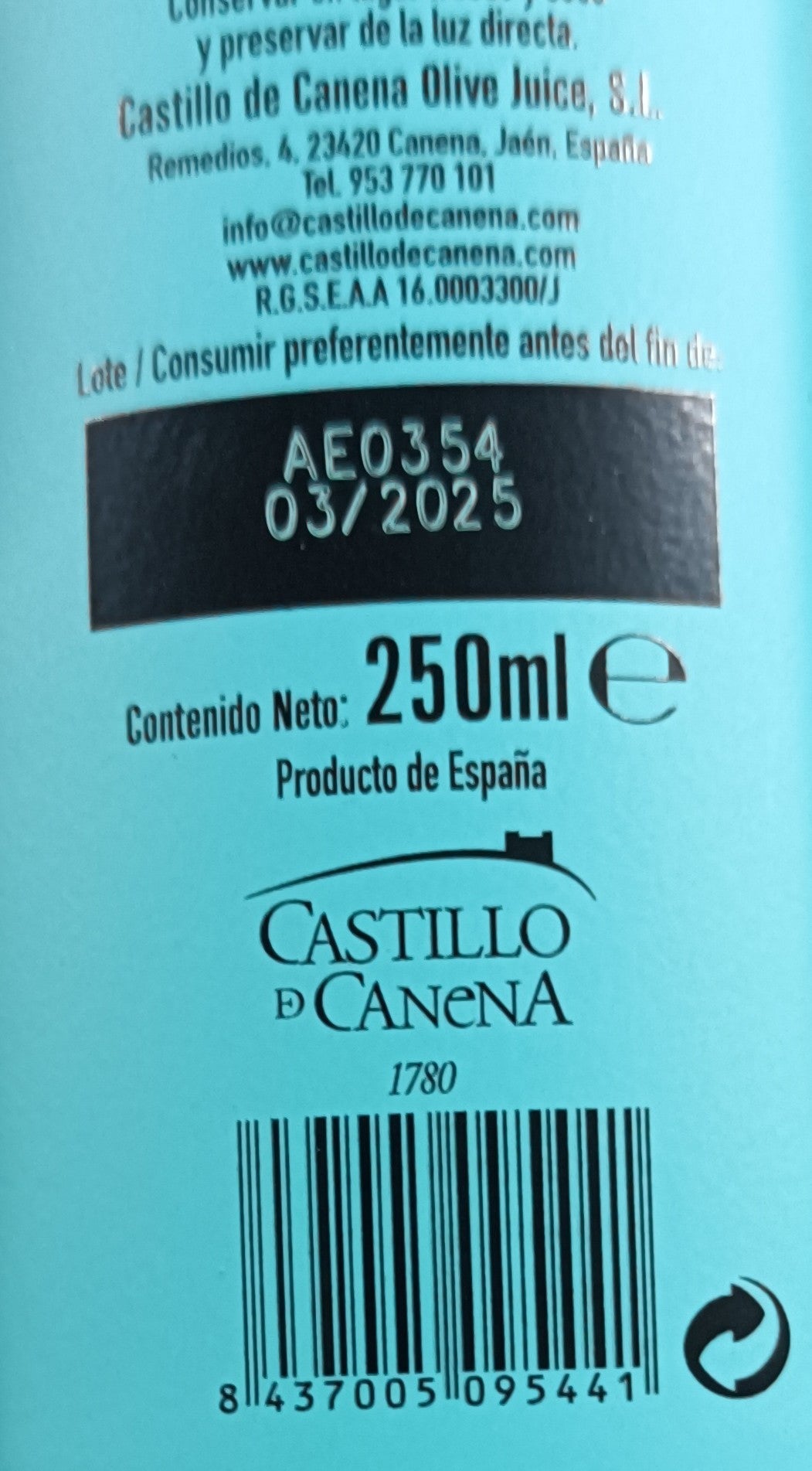 Huile d'olive fumée 250ml Castillo De Canena