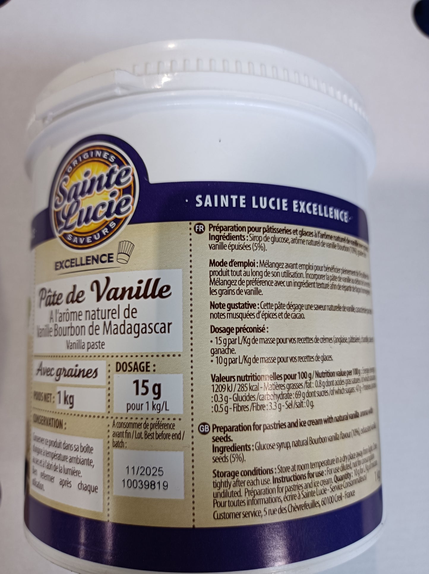 Pâte vanille 1 kg Sainte Lucie