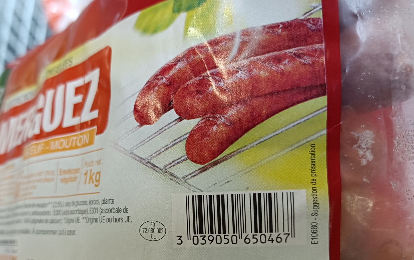 Merguez boyau végétal lot de 5 poches de 1 kg Socopa