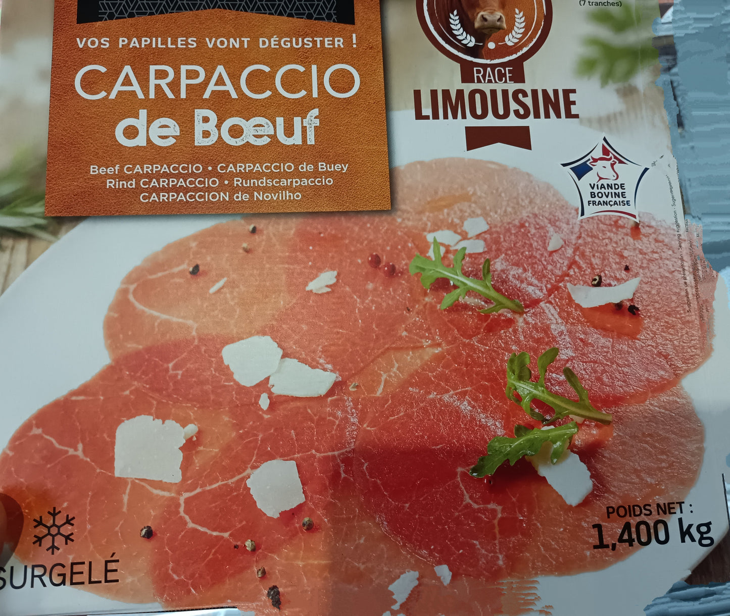 Carpaccio de bœuf limousine lot de 5 boîtes de 20 x 70g Jean Routhiau