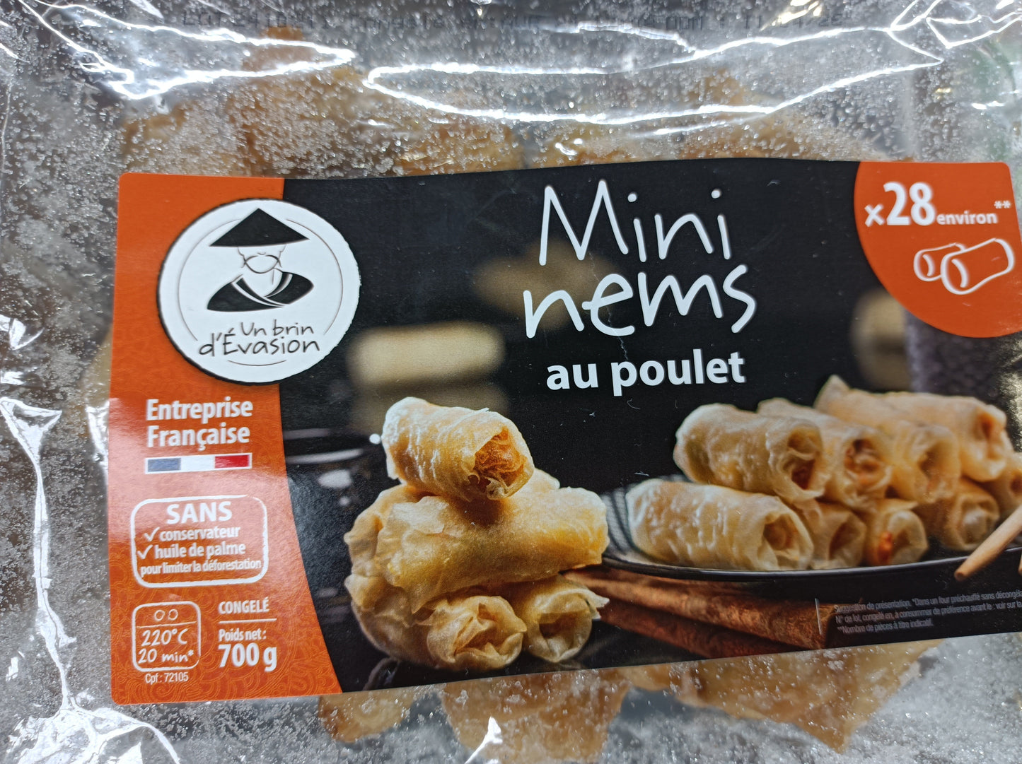 Mini nems au poulet lot de 10 barquettes de 28 x 25g Un brin d'Evasion