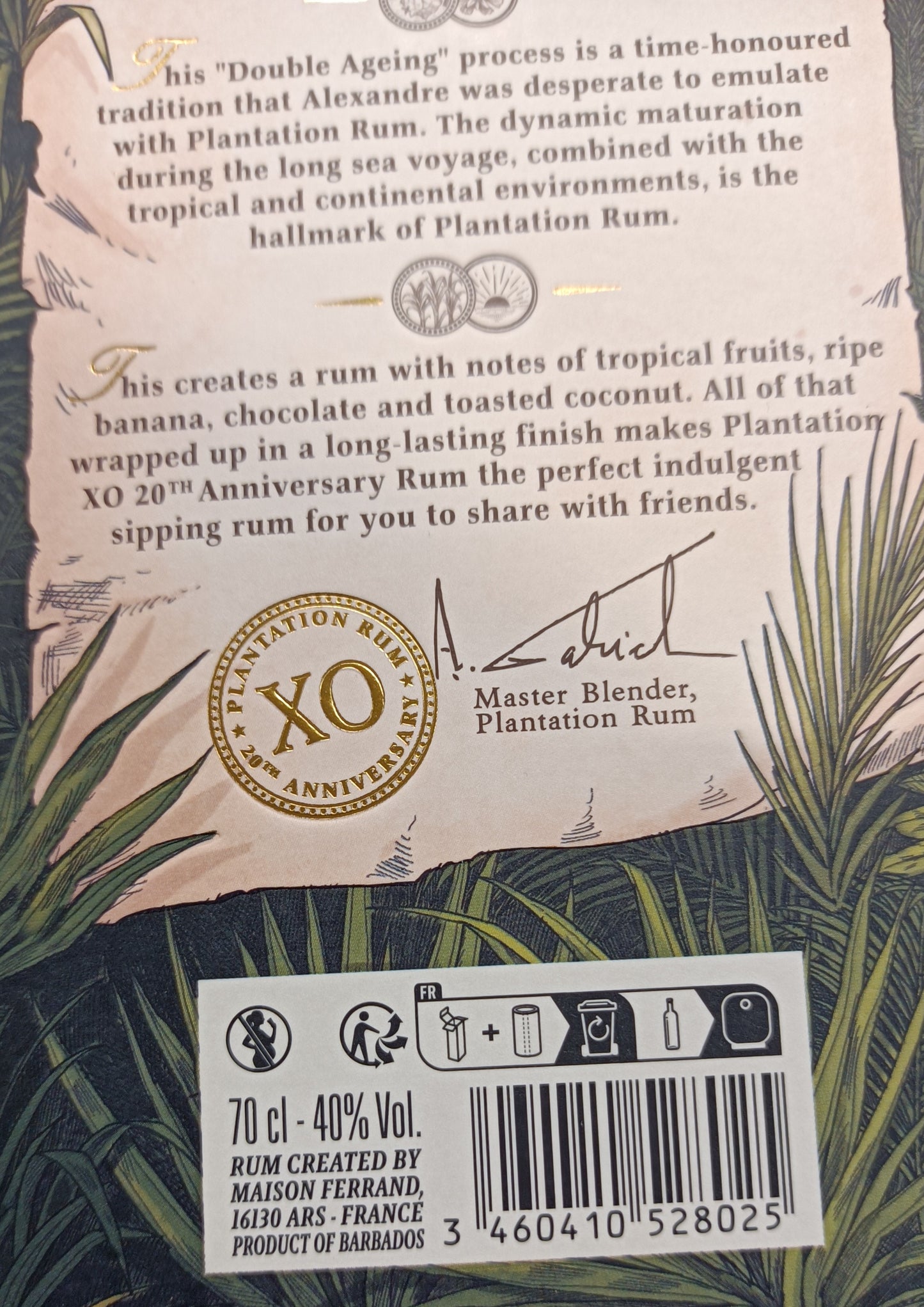 Rhum XO 20 ans 40° 70cl Plantation