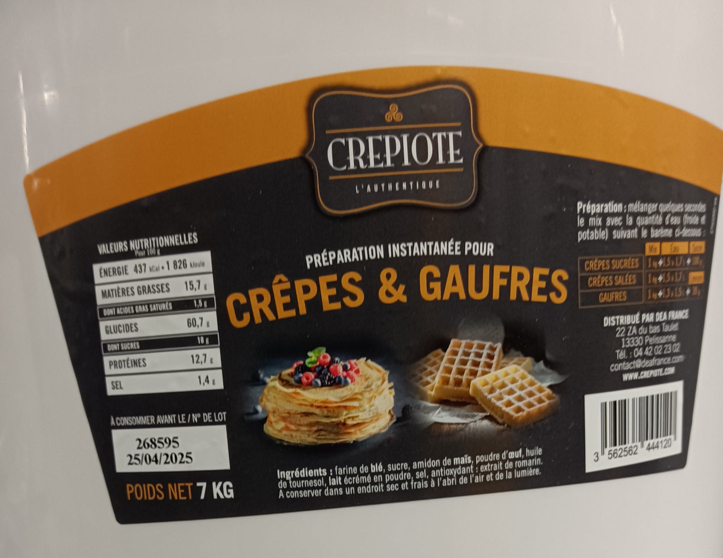 Préparation instantanée pour crêpes & gaufres sceau de 7kg CREPIOTE