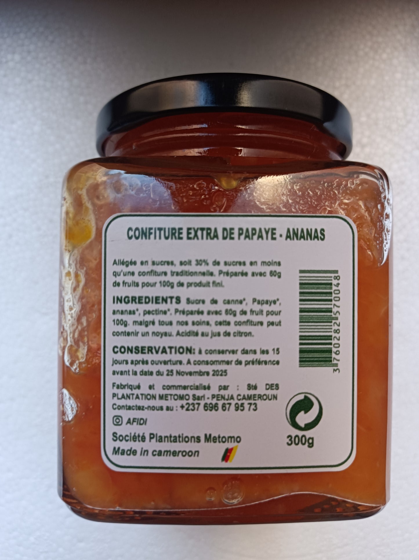 Confiture de Papaye - Ananas 300g net INTENSE AFIDI