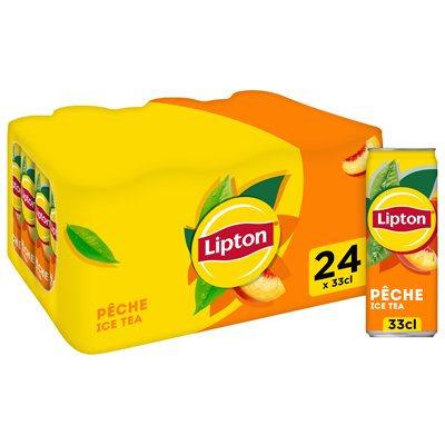 Ice Tea saveur Pêche lot de 24 boites slim 33cl Lipton