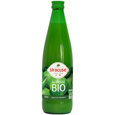 Jus de citron vert BIO lot de 2 bouteilles verre 50cl Siracuse