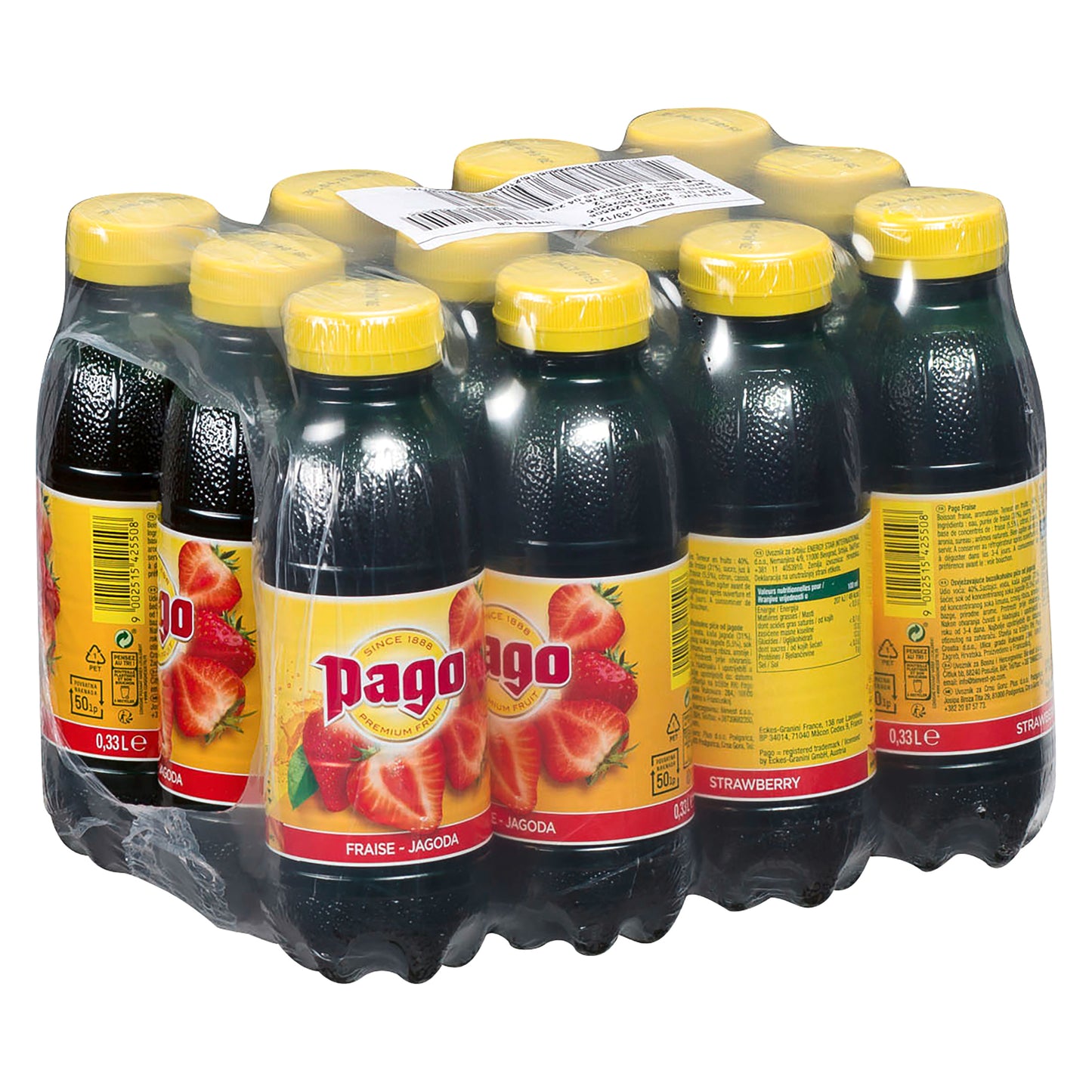 Jus de fraise lot de 12 x 33cl PET Pago